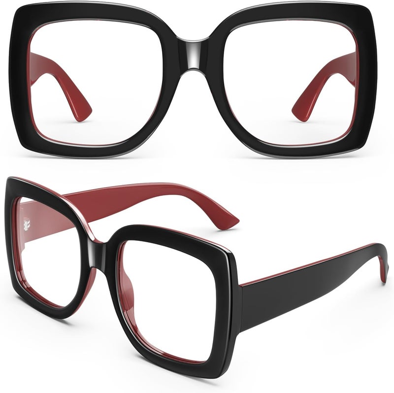 GQUEEN Oversized Fake Glasses Women Men Retro Thick Big Square Frame Clear Lens UV400 Protection Fashion Eyeglasses - Image 1